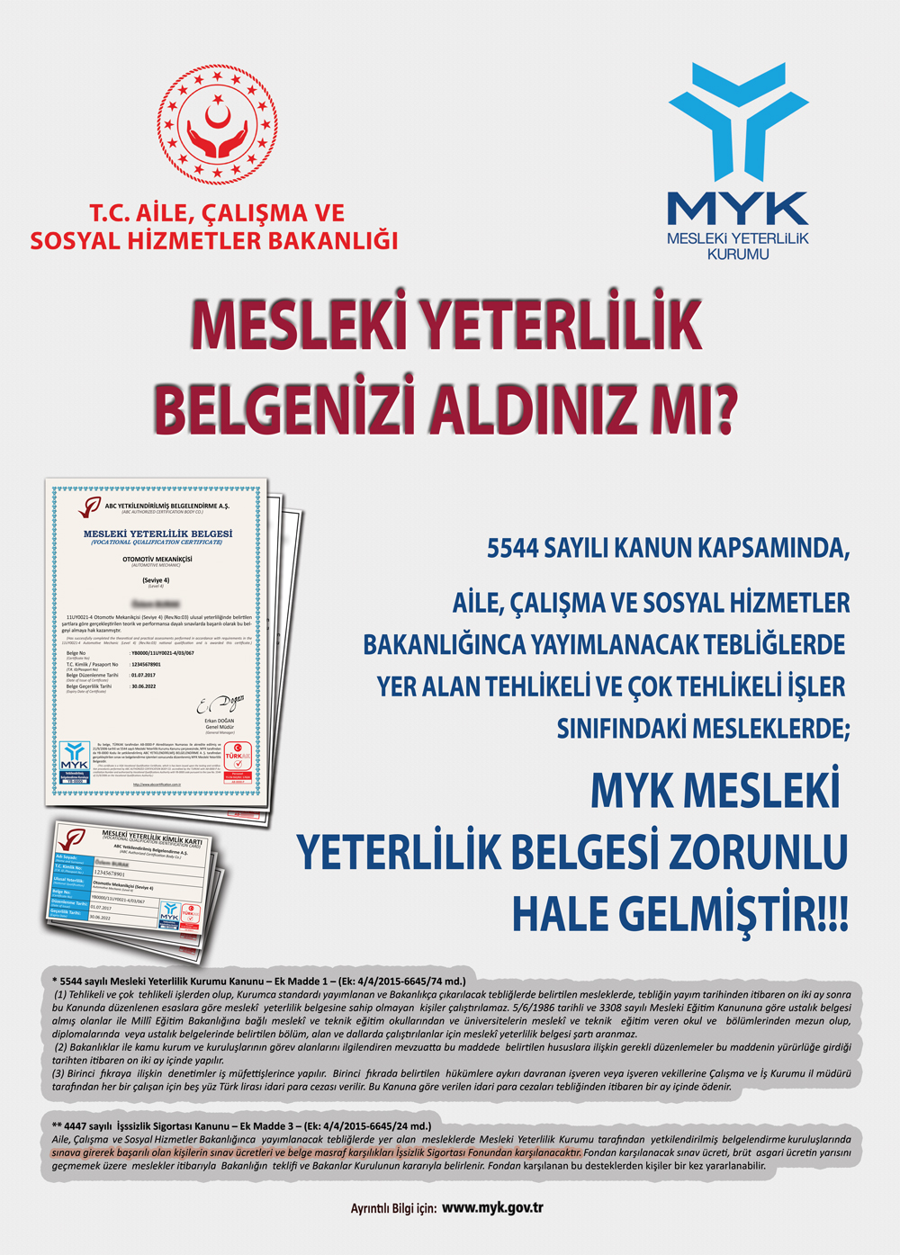 Myk Ankara Mesleki Yeterlilik Belgesi 05422927619